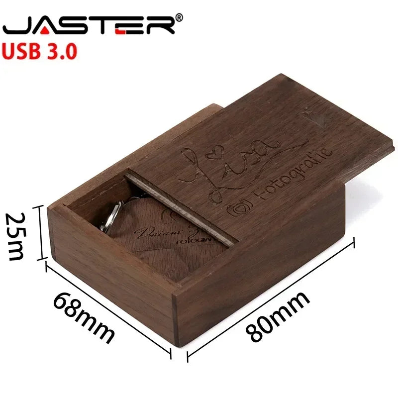 JASTER High speed Pen drive Wooden heart shape USB Flash Drive 64GB Memory stick Custom logo Creative gift U disk Free key chain