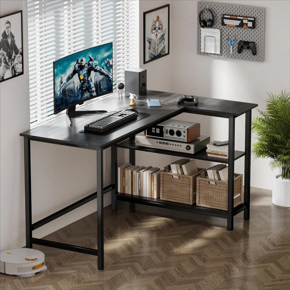 L Shaped Desk - 39" Home Office Computer Desk with Shelf, Gaming Desk Corner Table for Work, Writing and Study, Space-Saving