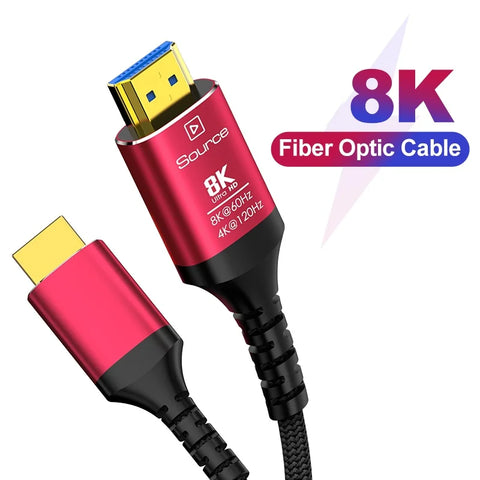 8K HDMI 2.1 Optical Fiber Cable 10M/15M/20M/30M Nylon Braided 48Gbps 4K120Hz 8K60Hz Compatible with Roku TV/PS5/PS4/HDTV/RTX3080
