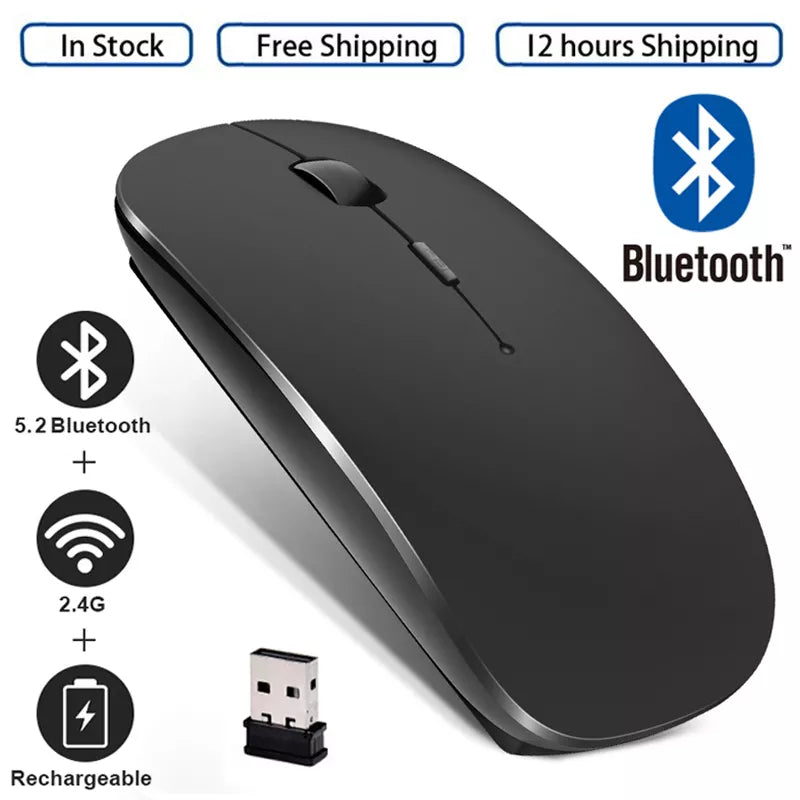 Rechargeable Wireless Mouse Bluetooth Mouse Computer  Ergonomic Mini Usb Mause 2.4Ghz Silent Macbook Optical Mice For Laptop Pc