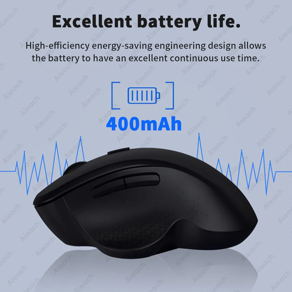 Rechargeable Ergonomic Mouse Wireless Bluetooth Mouse 2 Device Connection (Bluetooth or USB) For PC, Laptop, iPad, Mac Mice