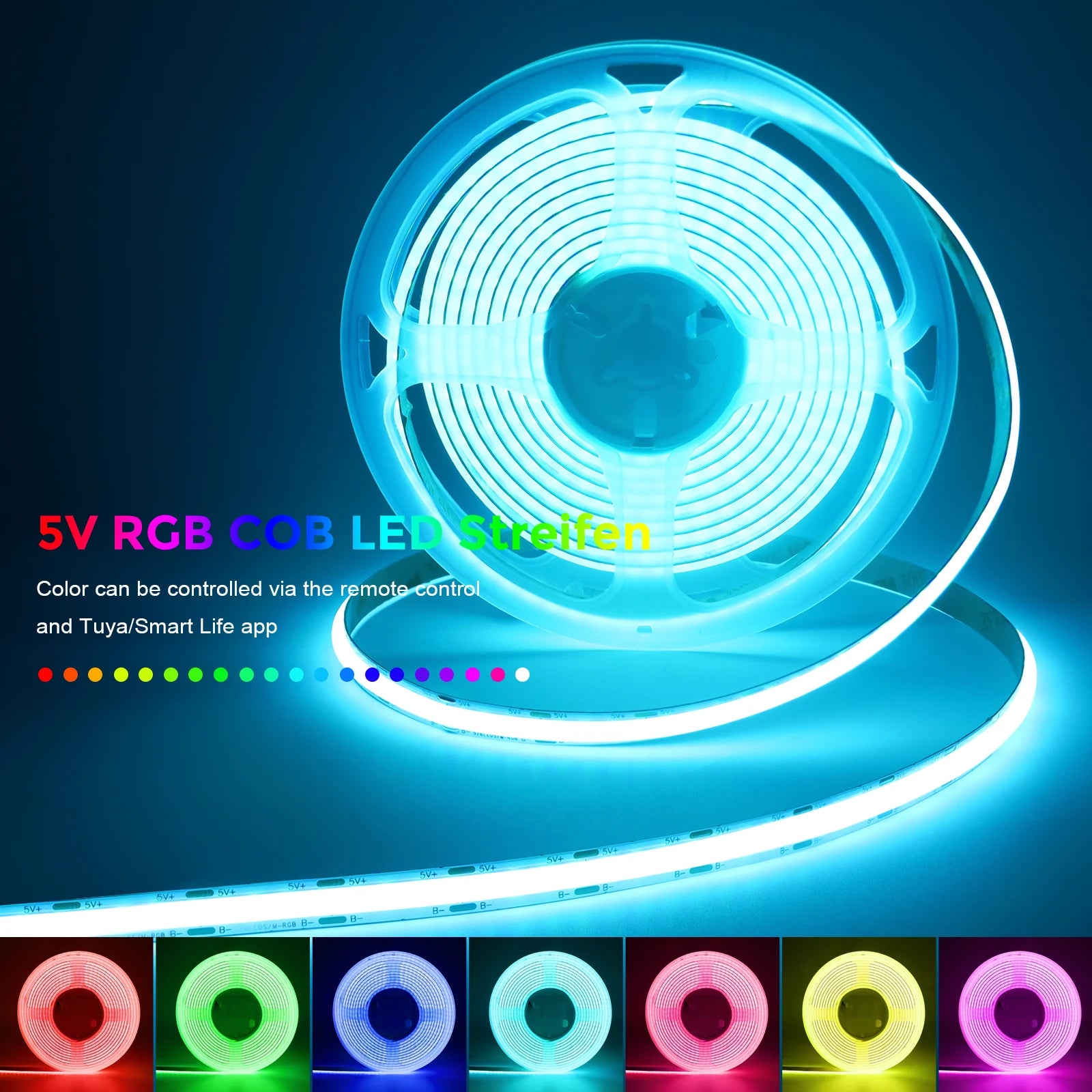 DC5V RGB COB LED Strip 1M 2M 3M WiFi COB RGB LED Strip Light Work With Tuya App/Smart Life/Alexa for TV Home Decoration Lighting