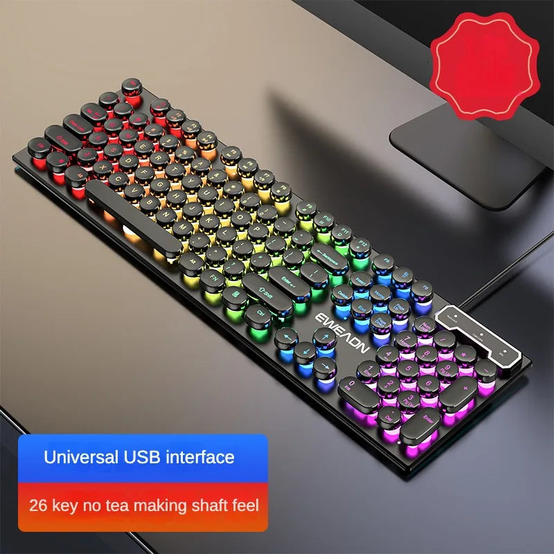 Mechanical Feel Gamer Keyboard ,Floating Button Design 104 Keys Waterproof And Dustproof Ergonomic  Wired Keyboard for Pc Gamer