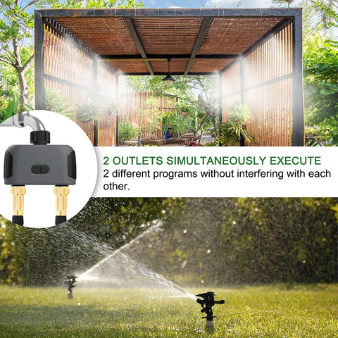 WIFI Garden Watering Timers 2 Outlet Smart Sprinkler Drip Irrigation Controller Water Valve Rain Delay Programmable Controllers