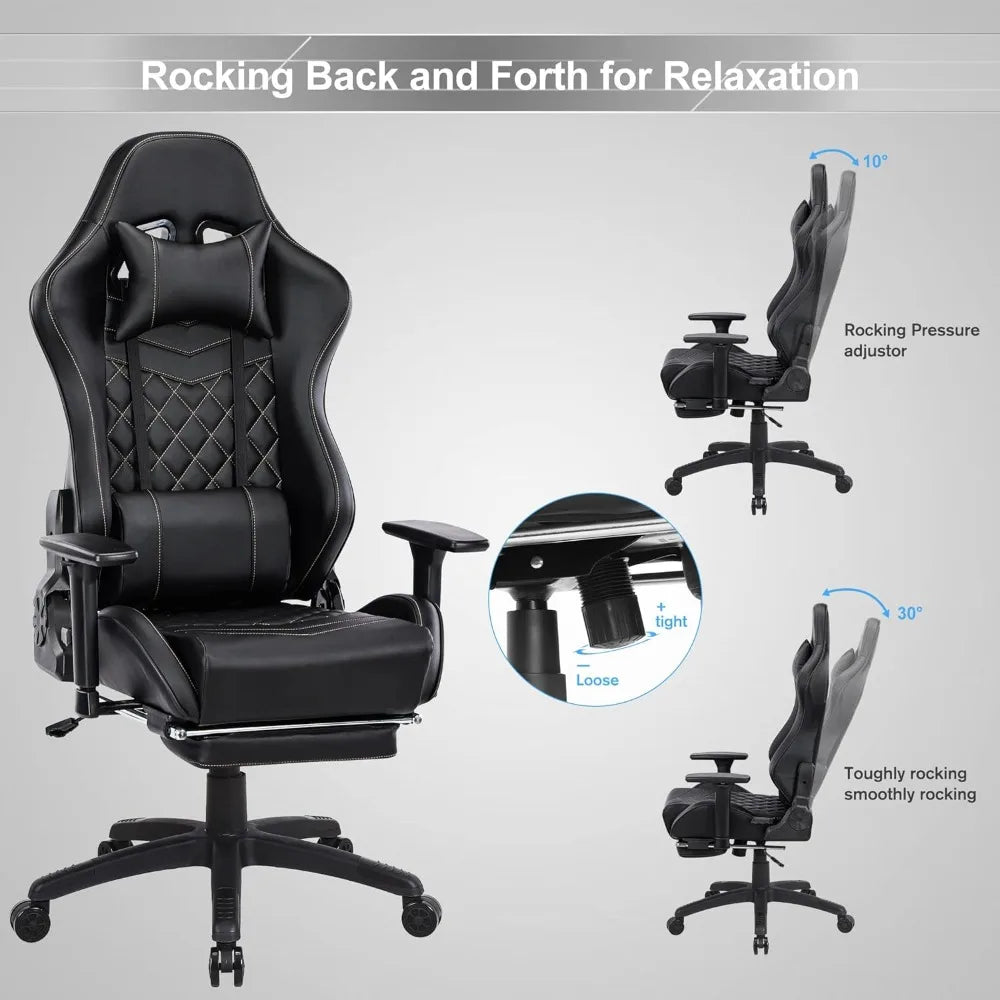 Heavy Duty Gaming Chair for Adults, Thickened Seat Cushion, Adjustable Armrest, Ergonomic Office Computer Chair with Massage