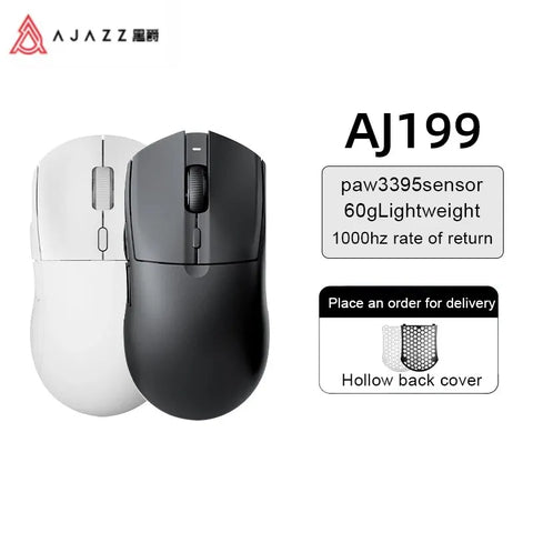 AJAZZ AJ199 Wireless 2.4GHz+ Wired Aaming Mouse PAW3395 Dual Mode Black