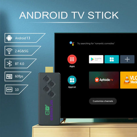GAMINJA Q2 TV Stick Android 13.0 Quad Core Cortex A53 2GB 16GB Support 4K H.265 2.4G&5G WiFi Streaming Smart TV Set-Top Box