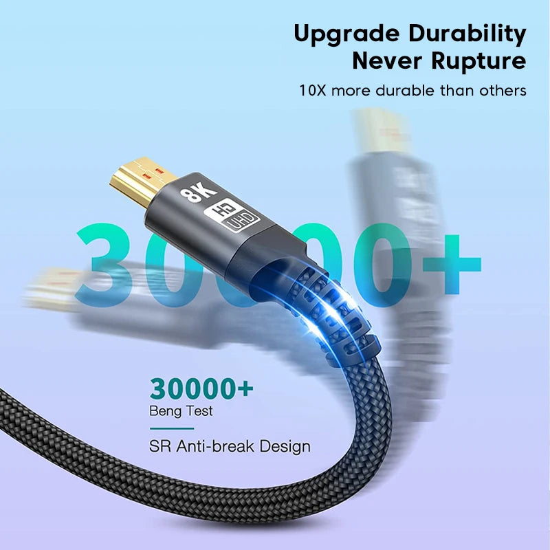 HDMI 8K Cable 8K/60Hz 4K/120Hz UHD HDR 48Gbps Adapter HDMI Cable 5M for devices large laptops high-definition TV projectors