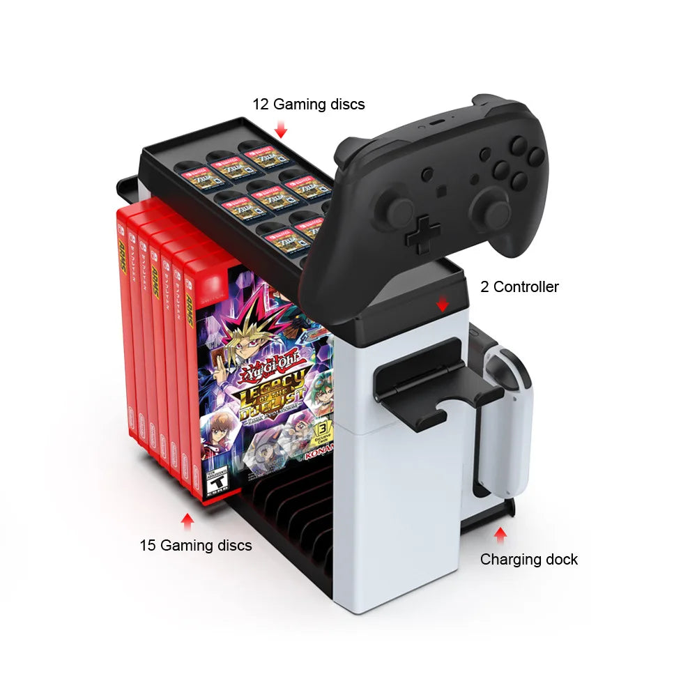 For Nintendo Switch Oled Accessories Multi-Function Console Stand Storage Bracket Game CD Disc Pro Controller Holder Tower