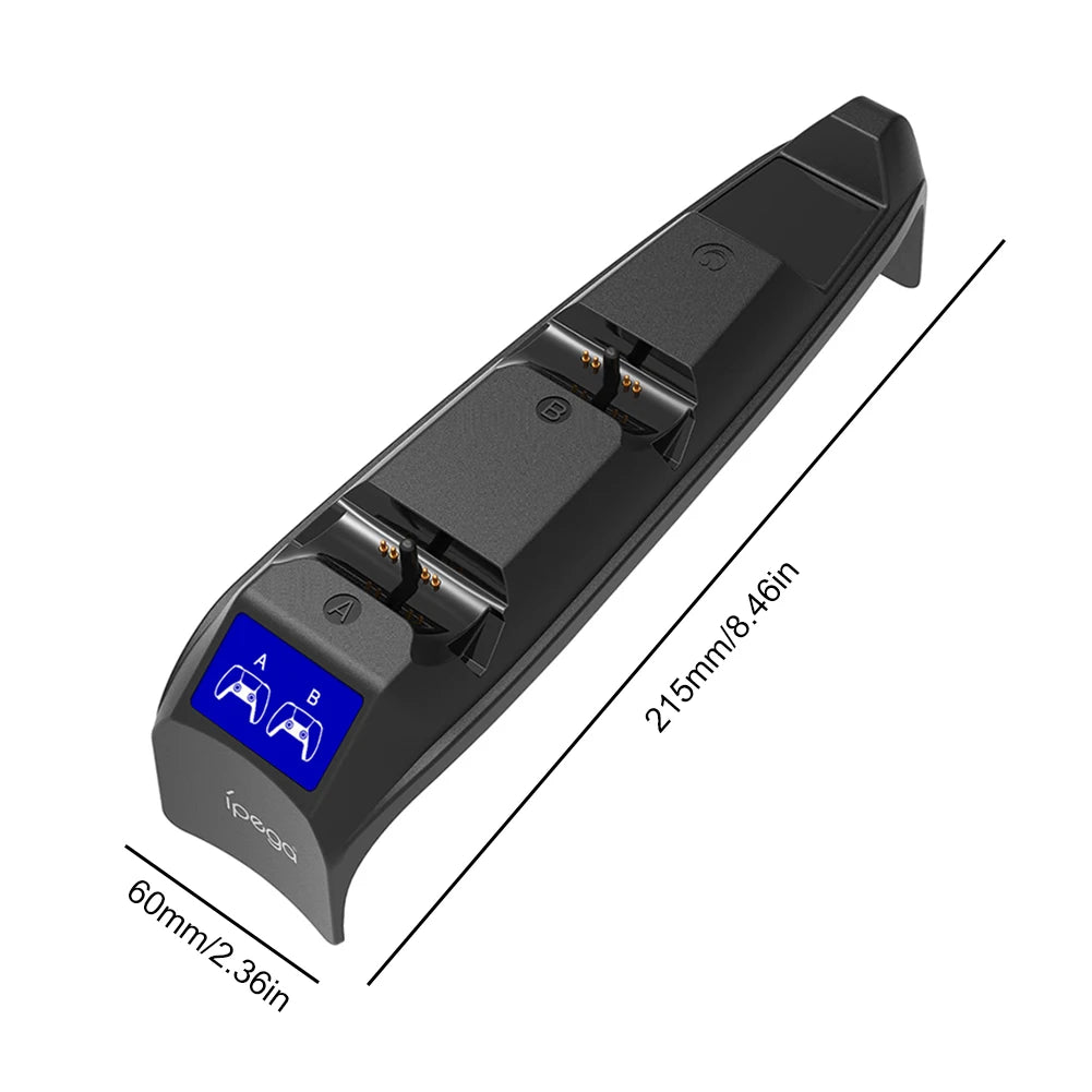 For PS5 Slim Controller Charger Station with LED Light Dual Socket Fast Charging Cradle Dock for Playstation 5 Dualsense Gamepad