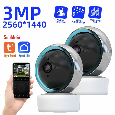 Tuya 3MP WiFi IP Camera AI Human Detect Color Night Vision Surveillance Camera Smart Life Baby Monitor Smart Home Baby Monitor