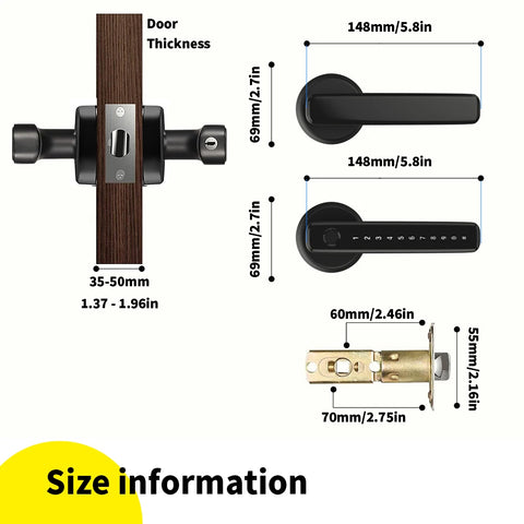 Tuya Remote Control Smart Fingerprint Password Lock Electric Biometrics Code Number Single Latch Door Lock With Key