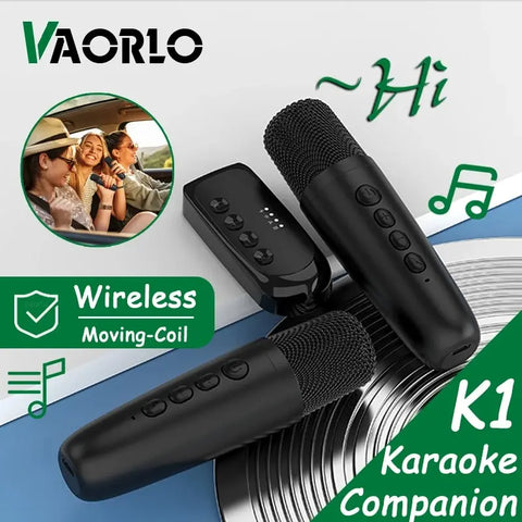 VAORLO DS-K1 Karaoke Companion Bluetooth 5.3 Wireless Dynamic Microphone KTV DSP Mixer System 3.5MM AUX Type-C Amplifier Host