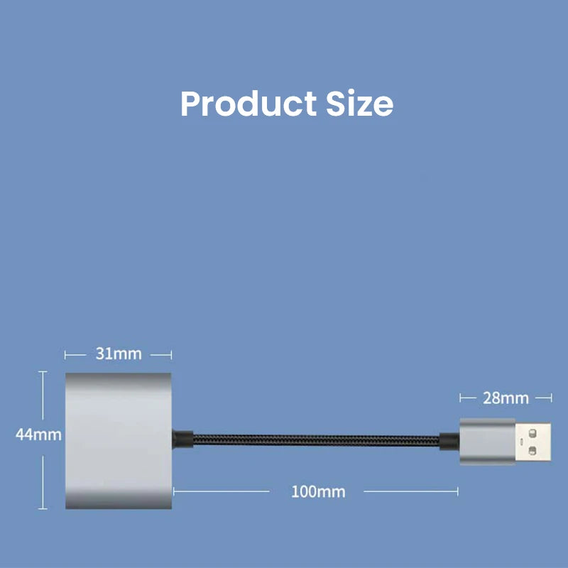 USB to Audio Jack Sound Card Adapter with Dual TRS 3-Pole 3.5mm Headphone and Microphone USB to Aux 3.5mm External Audio Convert