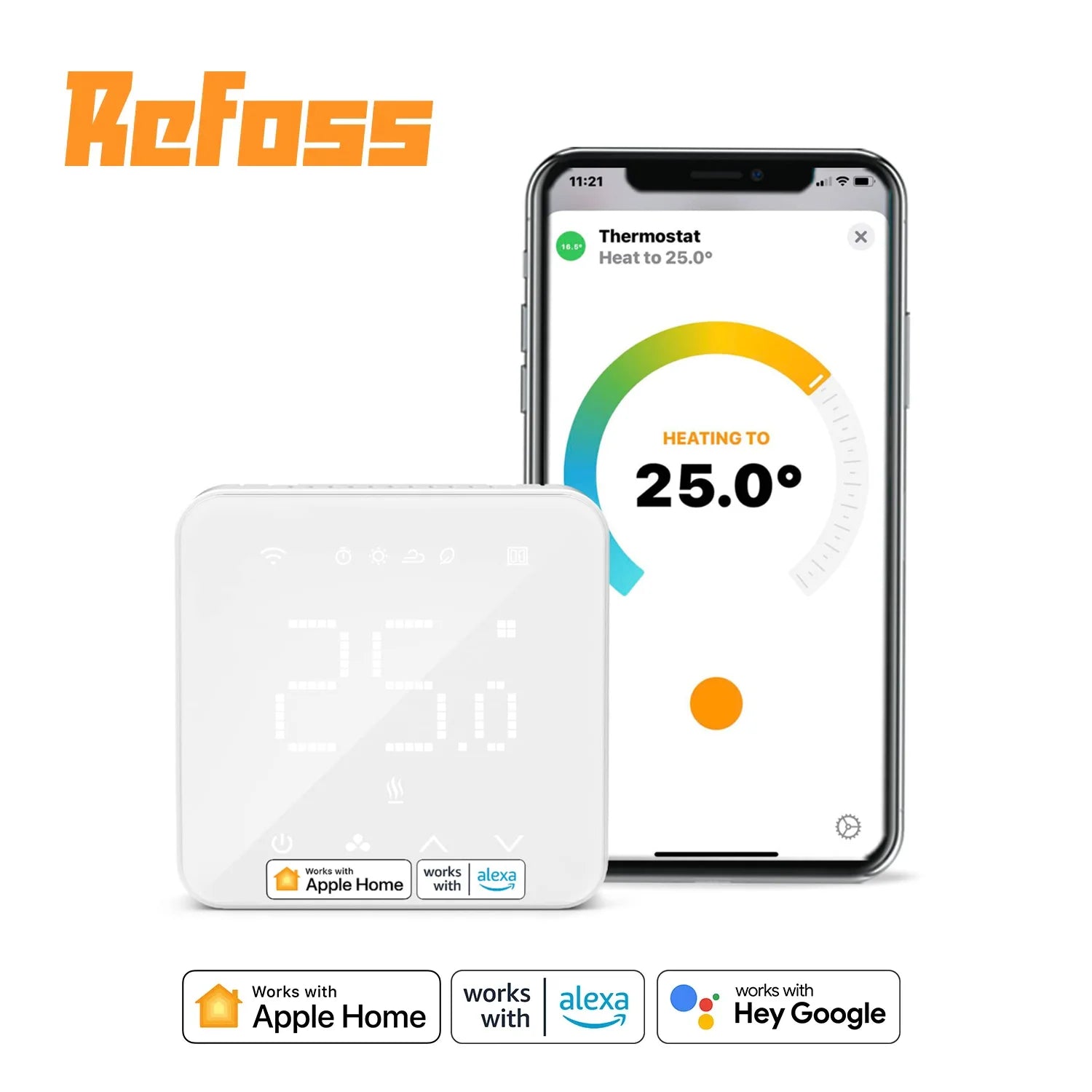 Refoss HomeKit Wi-Fi Smart Thermostat for Boiler/Water Underfloor Heating System Touch Screen For Siri Alexa Google Assistant