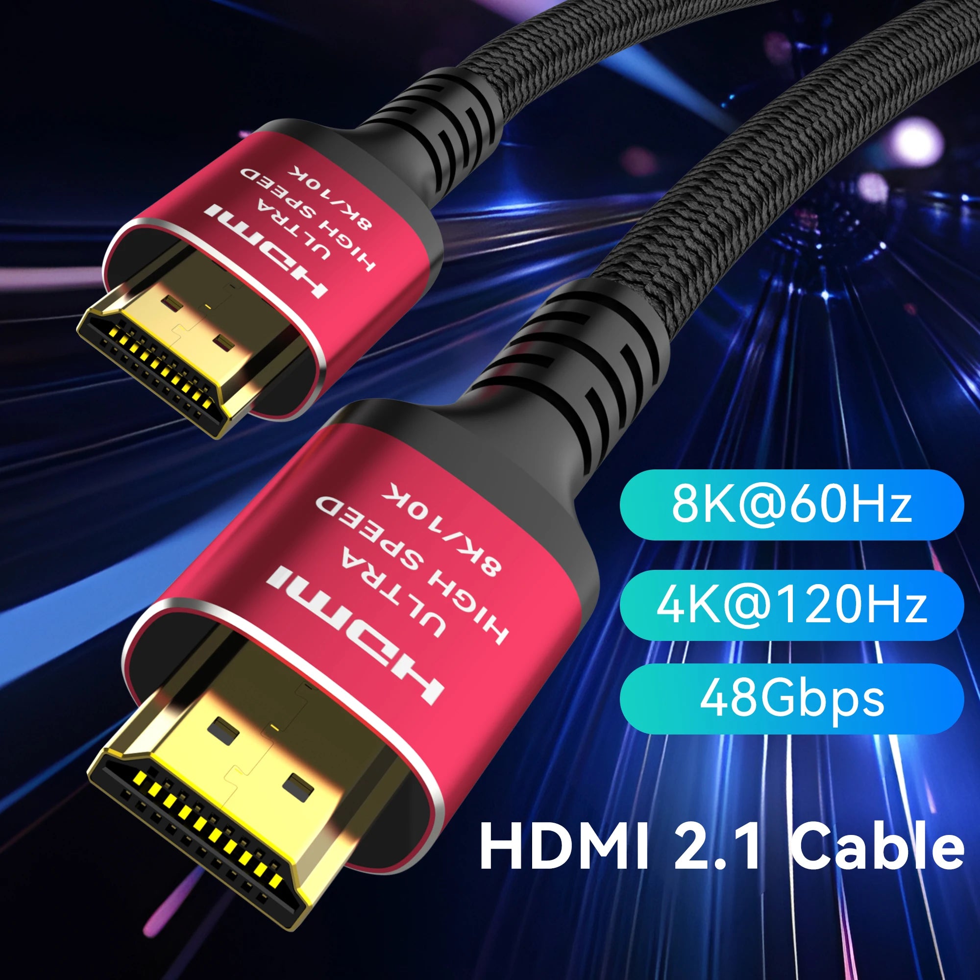 CYANMI Long 8K HDMI 2.1 Cable,48Gbps,8k HDMI cable Braided Cord 4K@120Hz 8K@60Hz,Compatible With Roku TV/PS5/HDTV/RTX 3080 3090