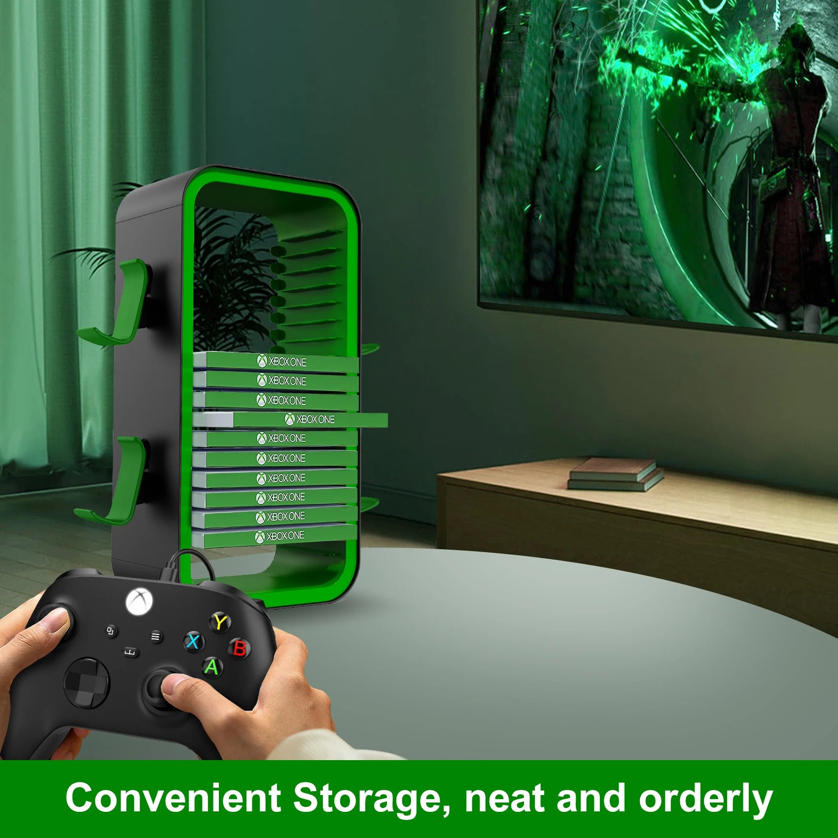 LinYuvo Game Storage Tower - Universal Video Game Organizer for PS4, PS5, Xbox, Switch and Blu-Ray - Holds 18 Disks