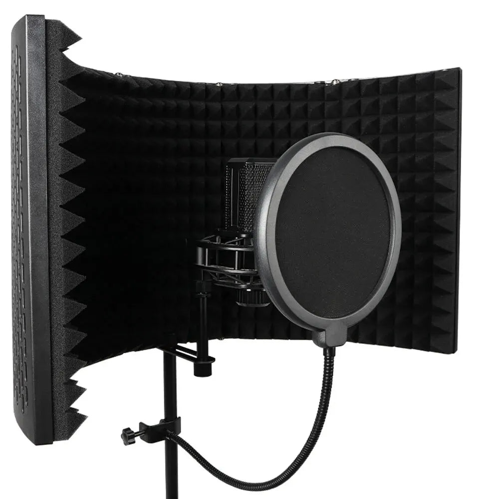 G-MARK 5 Panel Reflection Filters Professional Studio Recording Microphone Isolation Shield Suitable For Any Condenser Mic