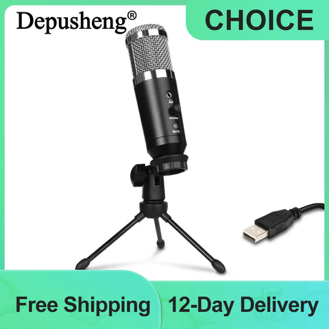 Professional USB Condenser Microphone Depusheng A9 High Sensitivity Gaming Desktop Mic for PC Youtube Recording Streaming Video