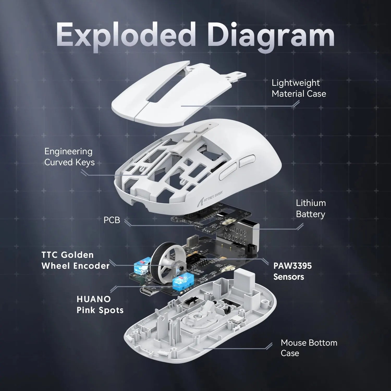 X6 Lightweight Wireless Gaming Mouse with 3 Mode Wired 2.4G BT5.2 Up to 26K DPI RGB Backlight Charging Base for Laptop Deskbtop