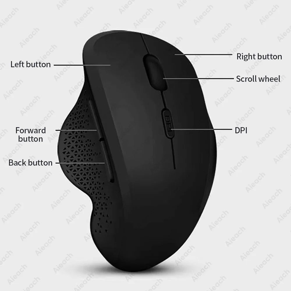 Rechargeable Ergonomic Mouse Wireless Bluetooth Mouse 2 Device Connection (Bluetooth or USB) For PC, Laptop, iPad, Mac Mice