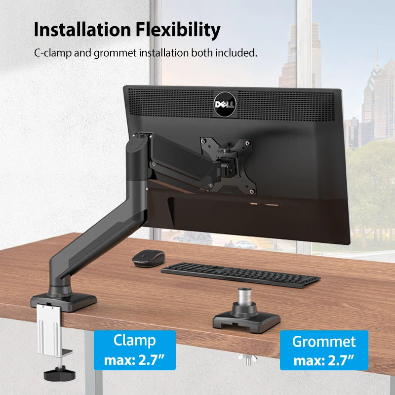 Bewiser Monitor Arm Bracket For 13"-32" 2-9kg (4.4-19.8 lbs) Screen Desk Table Mount Stand Display Support 360° Free Adjustment