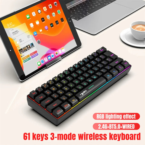 L500 Wired/Wireless Gaming Keyboard 61 Keys With Dynamic RGB Backlight For PC Laptop Gamer
