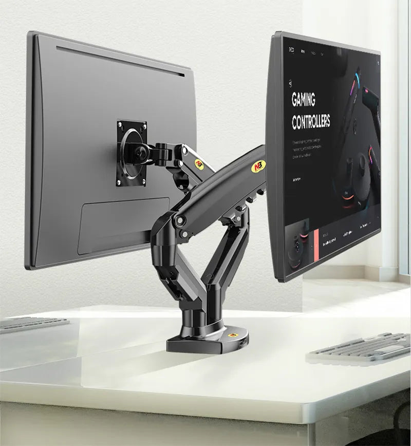 NB F160 Gas Spring 360 Degree Desktop 17"-27" Dual Monitor Holder Arm with USB3.0 Monitor Mount Bracket Load 2-9kg each