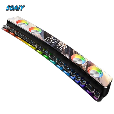 SOAIY SH39 Wireless Bluetooth RGB Gaming Speaker Stereo Subwoofer USB AUX TF PC Computer Sound Bar Game Soundbar