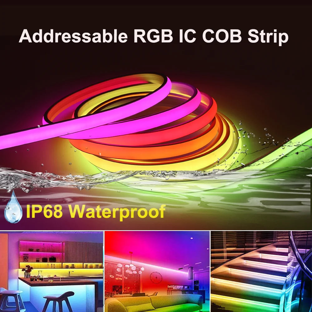 IP68 Waterproof RGB IC LED Strip Addressable RGB LED Strip Light Dimmable 24V Dream Color WS2811 Neon LED Light Tape Room Decor