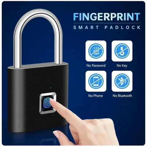 Fingerprint Lock Keyless Waterproof Anti-Theft Smart Lock Fingerprint Padlock Zinc Alloy Intelligent Safety Electronic DoorLock