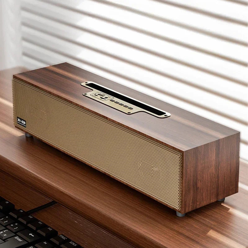 Retro Wooden XM520 Wireless Bluetooth 5.3 Speaker TF Card USB Flash Computer Dual Speakers Outdoor Heavy Bass Stand Home Stereo