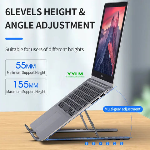 YYLM N3 Portable Laptop Stand Aluminum Foldable Notebook Stand for 10-15.6 Inch Laptops for Compatible with Macbook Lenovo DELL