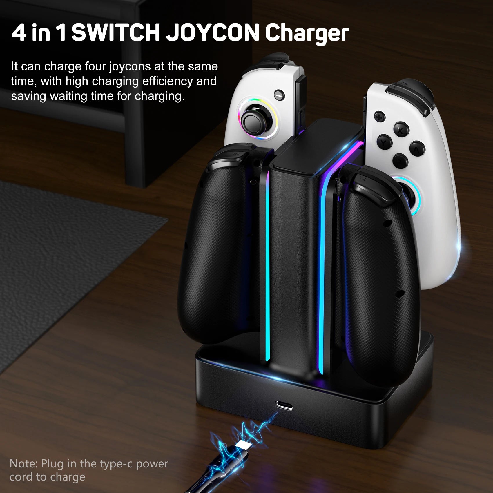 LinYuvo Meteor Light Charging Dock Compatible with Switch for Joy Con & OLED Model Controller with RGB Indication