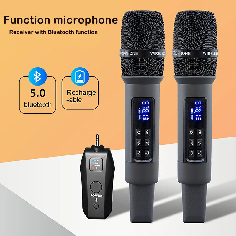 UHF Wireless Handheld Dynamic Karaoke Microphone Bluetooth Receiver Performing Professional Home Reverb High and Low Bass