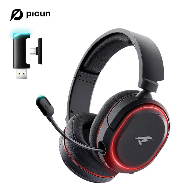 Picun UG-08S 2.4G Wireless Gaming Headset Bluetooth Headphones 5ms Low Latency 7.1 Surround ENC Mic For PC PS4 PS5 Phone Switch