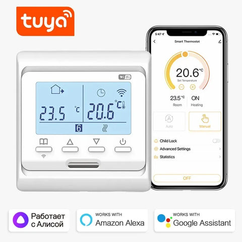 WiFi Smart Tuya Thermostat for Electric Floor Heating Water/Gas Boiler Temperature Remote Controller for Google Home, Alexa