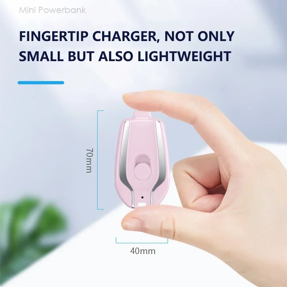 1500mAh Mini Power Emergency Portable Keychain Charger With Type-C Ultra-Compact Mini Battery Pack Charging Backup Power Banks