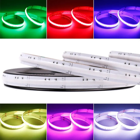 12V 24V RGBCCT RGBW RGB COB LED Strip Light 576 768 840 LEDs/m Flexible Dotless Colorful FOB LED Tape Light Bar for Home Decor
