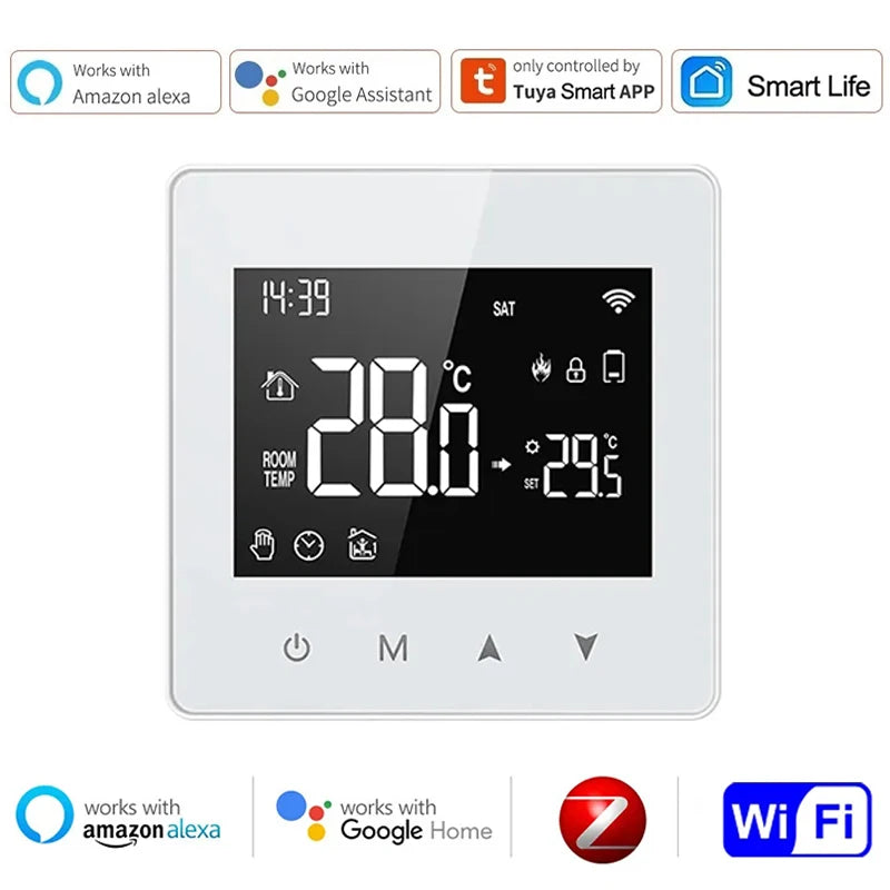 Tuya WiFi Zigbee Thermostat Smart Home Life Battery Powered Temperature Controller for Gas Boiler Works with Alexa Google Home