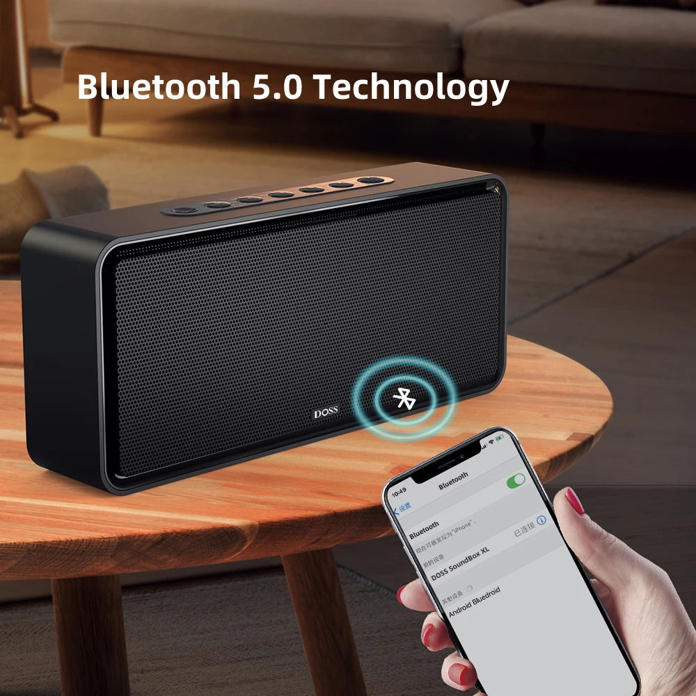 DOSS Bluetooth Speaker, SoundBox XL, BT 5.0, Powerful 32W Stereo Bass Subwoofer Sound Box, TWS,Portable Home Wireless Speakers