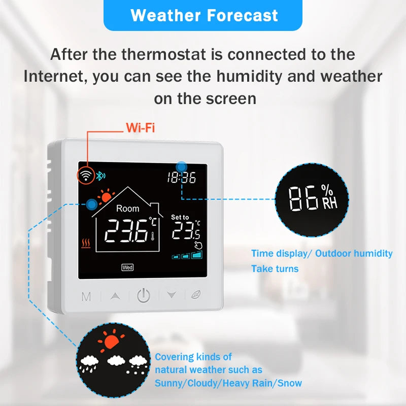 Smart Home Wifi Wireless Room Digital Thermostat  Battery Tuya Programmable For Gas Boiler Floor Heating Temperature Controller