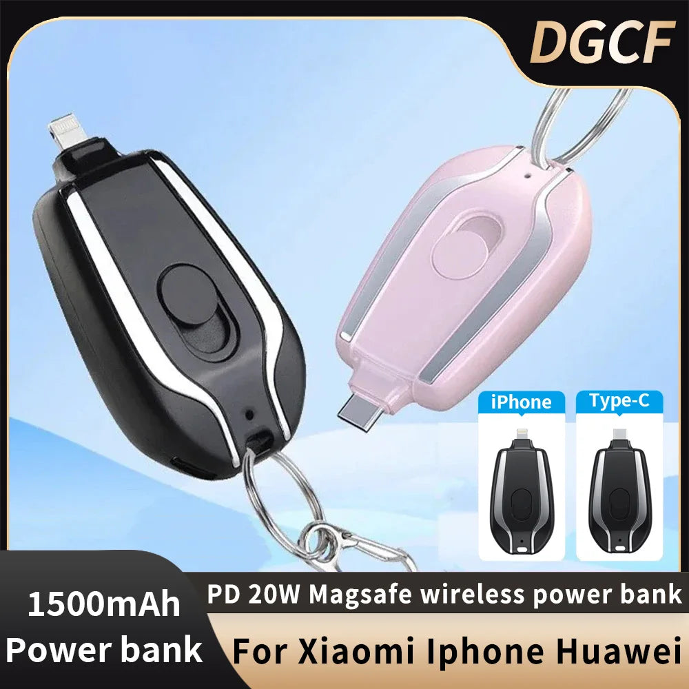 1500mAh Mini Power Emergency Portable Keychain Charger With Type-C Ultra-Compact Mini Battery Pack Charging Backup Power Banks