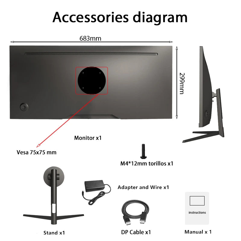 FYHXele 29 Inch Monitor 120Hz/200HZ Wide Display 21:9 IPS WFHD Desktop LED Gamer Computer Screen Not Curved DP/2560*1080