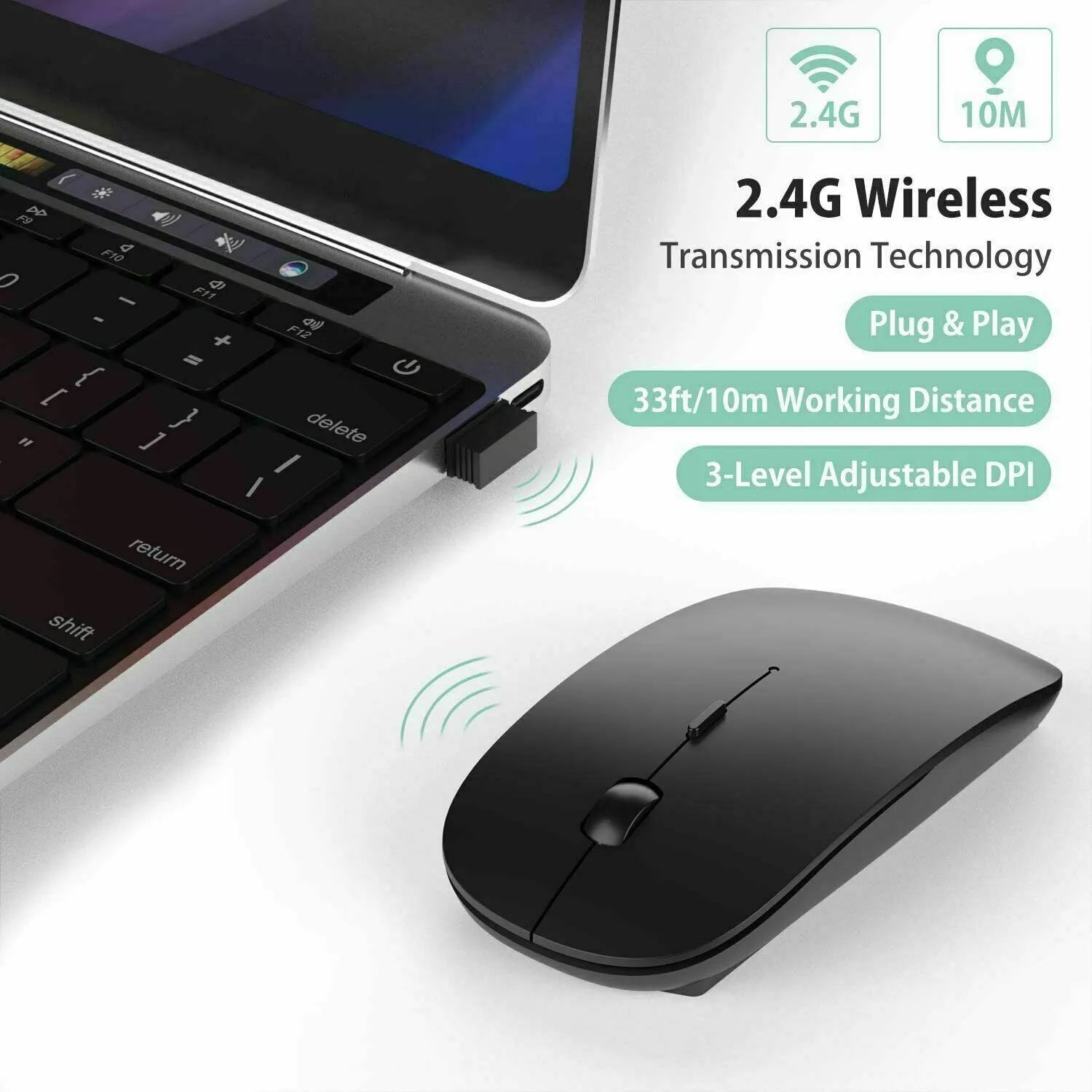 Slim Wireless Mouse 2.4GHz Optical Mice 1600DPI Gamer Office Quiet Mouse Ergonomic Design Mice With USB Receiver For PC Laptop