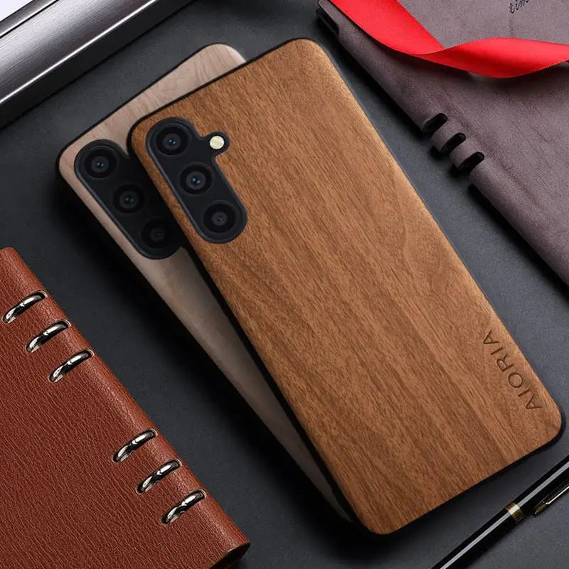 Case for Samsung Galaxy A35 A25 A15 A54 A05 05S A13 A14 A23 A50 A50S A51 A52 A52s A53 4G 5G funda bamboo wood pattern Leather