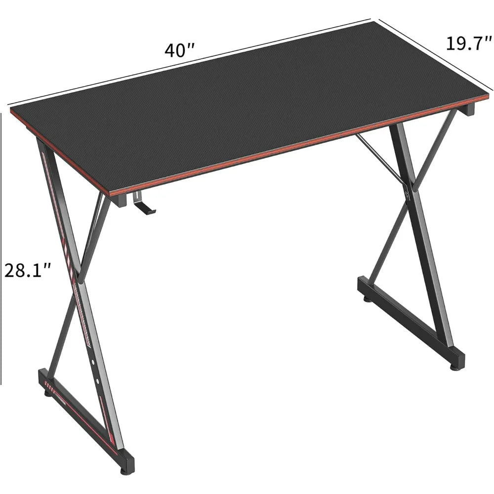 Gaming Desk 40 Inch PC Computer Desk, Carbon Fiber Home Office Desk Table Gamer Workstation, Simple Game Table