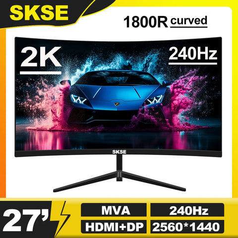 SKSE 27 inch 1800R Curved Monitors 2K 240Hz PC Gamer LCD Monitors HD Gaming Monitor HDMI/DP Compatible Displays