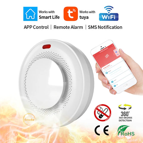 High Sensitivity WiFi Function Tuya Smart Parlor Child Room Home Kitchen Smoke Detector Sound Alarm Sensor Shop Fire Inspection