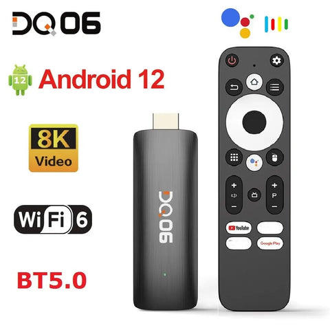 DQ06 ATV Mini TV Stick Android12 Allwinner H618 Quad Core Cortex A53 Support 8K Video 4K Wifi6 BT Voice Remote Smart TV Box